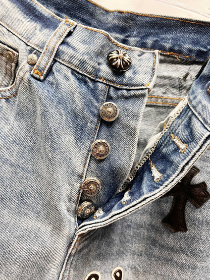 Chrome Hearts Matty Boy Sex Records Cross Patch Jeans