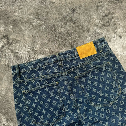 Louis Vuitton Pleated All-Over Print Jeans