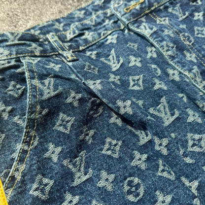 Louis Vuitton Pleated All-Over Print Jeans
