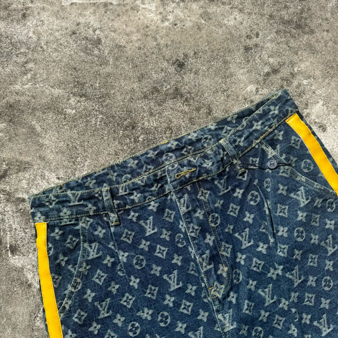 Louis Vuitton Pleated All-Over Print Jeans