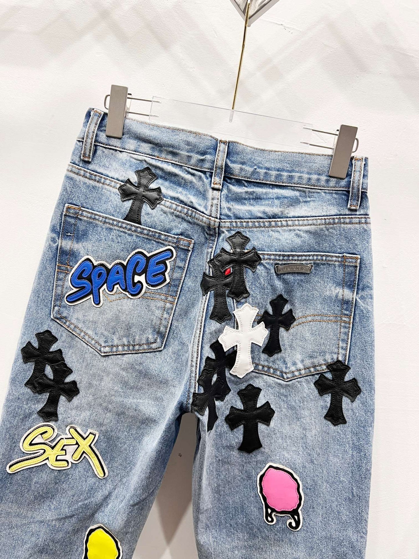 Chrome Hearts Matty Boy Sex Records Cross Patch Jeans