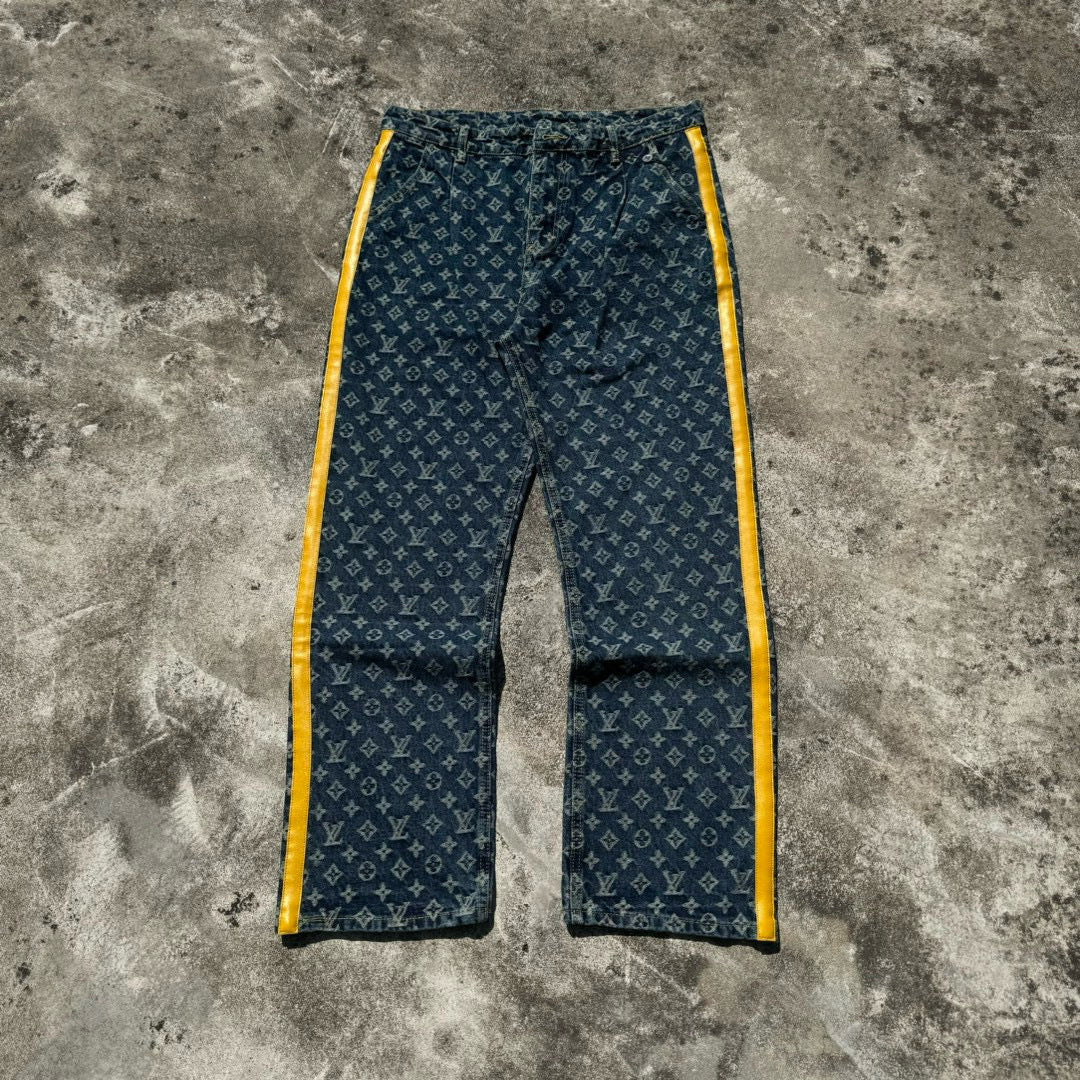 Louis Vuitton Pleated All-Over Print Jeans