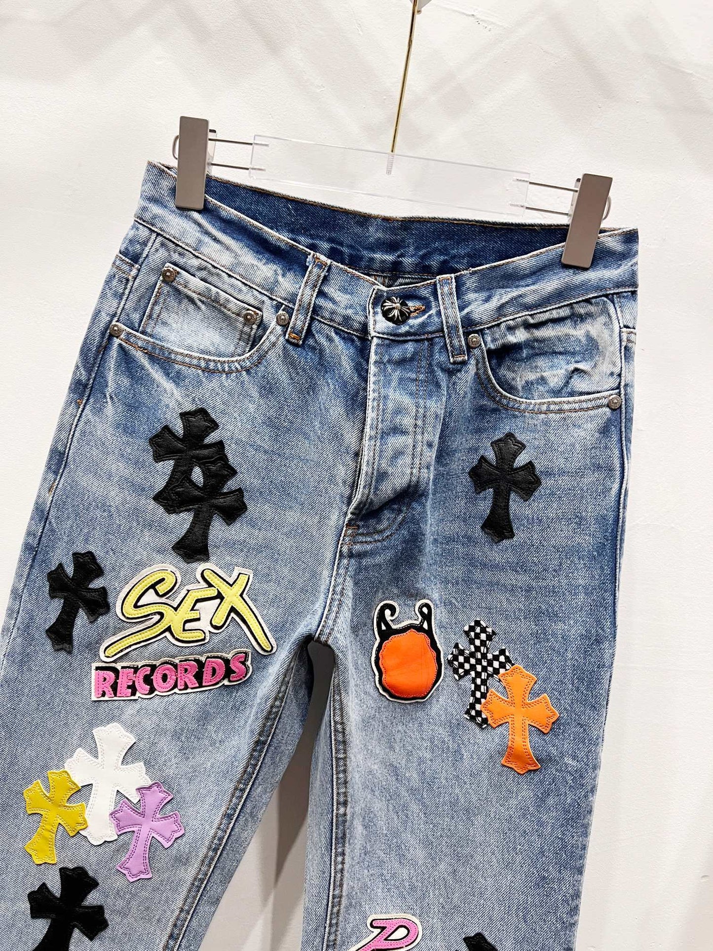 Chrome Hearts Matty Boy Sex Records Cross Patch Jeans