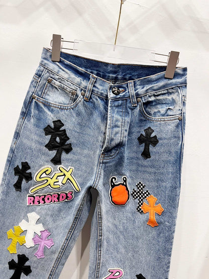 Chrome Hearts Matty Boy Sex Records Cross Patch Jeans