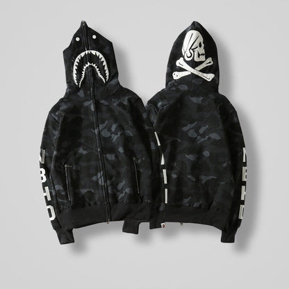 Bape x Nbhd Dark Skull Shark Hoodie