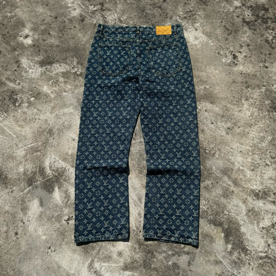 Louis Vuitton Pleated All-Over Print Jeans
