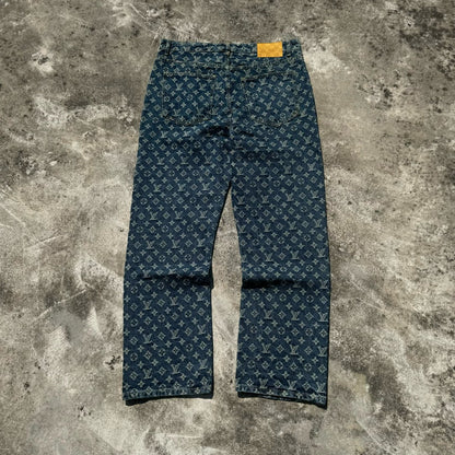 Louis Vuitton Pleated All-Over Print Jeans