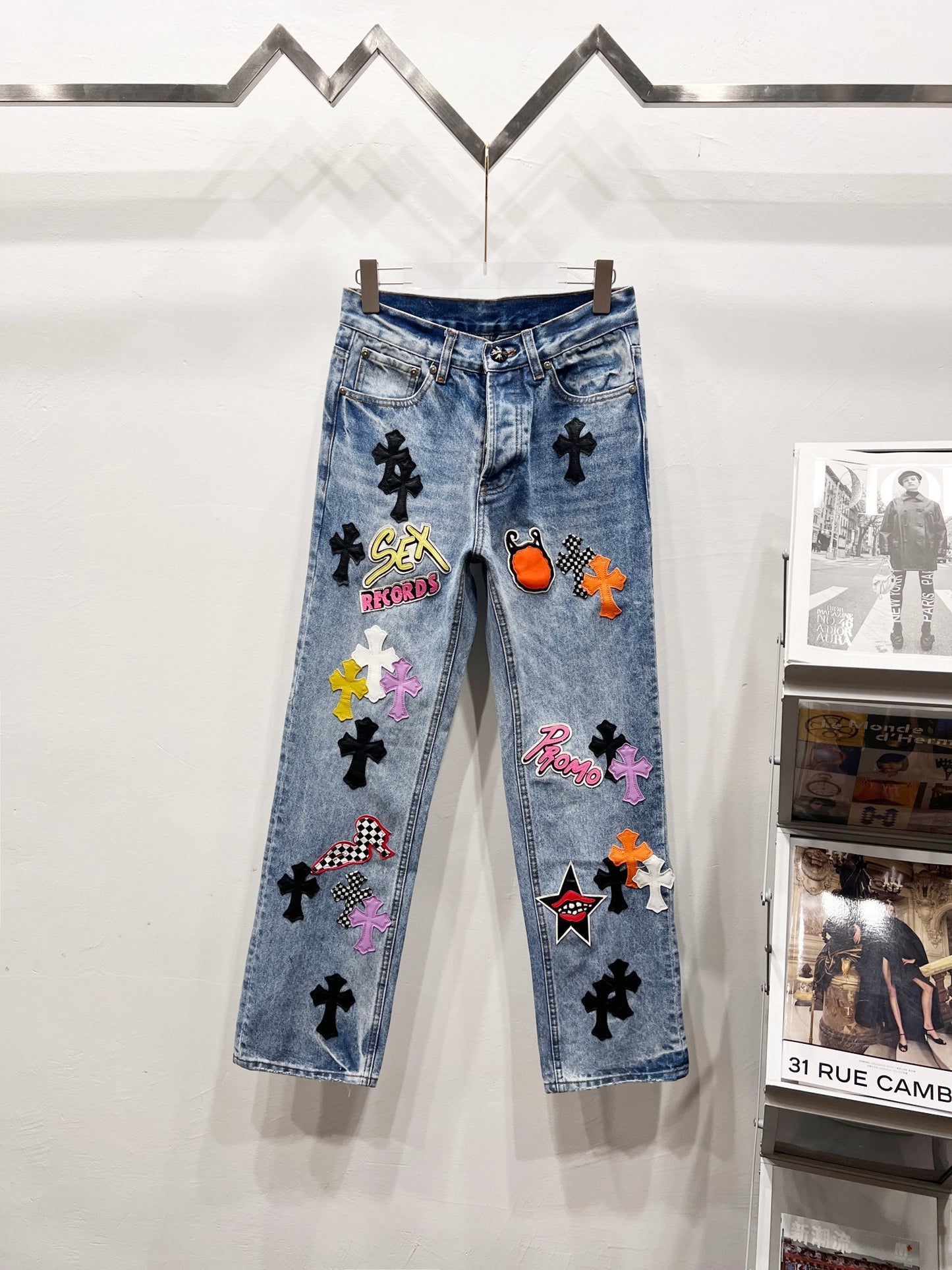 Chrome Hearts Matty Boy Sex Records Cross Patch Jeans