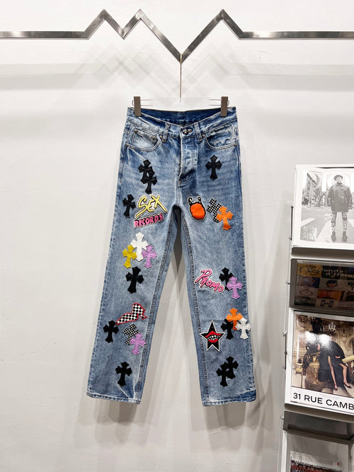 Chrome Hearts Matty Boy Sex Records Cross Patch Jeans