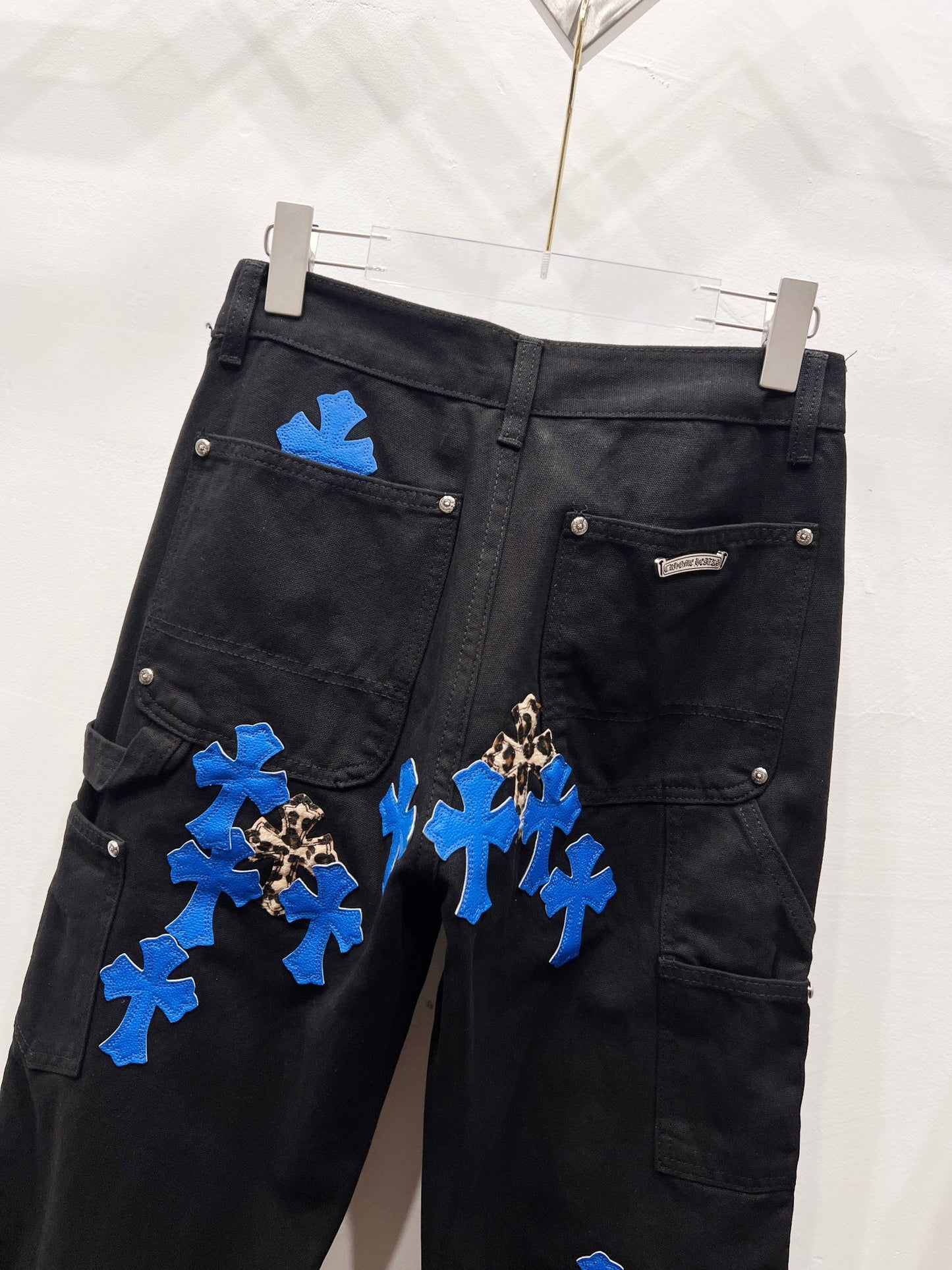 Chrome Hearts Mixed Blue Cross Patch Carpenter Pants