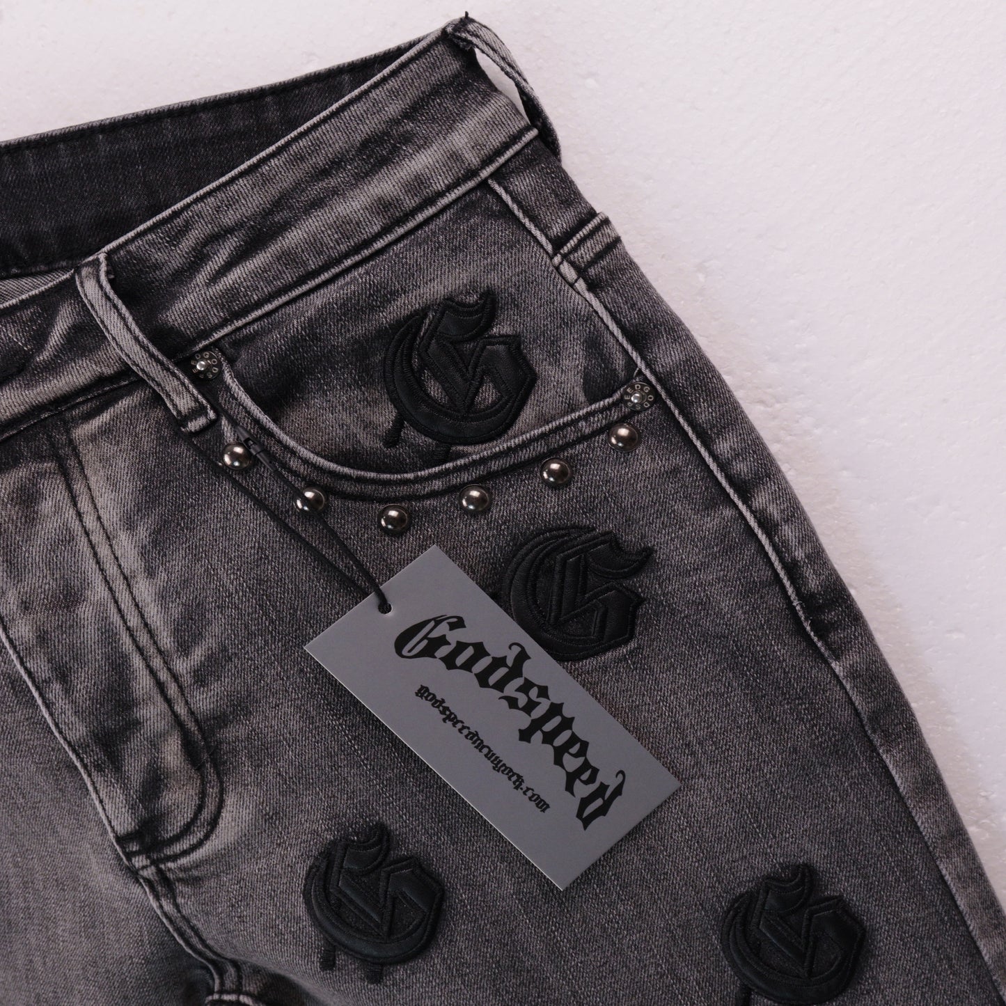 Godspeed Embordered Denim Shorts