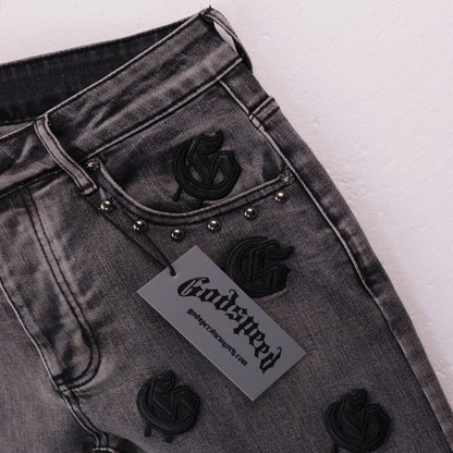 Godspeed Embordered Denim Shorts