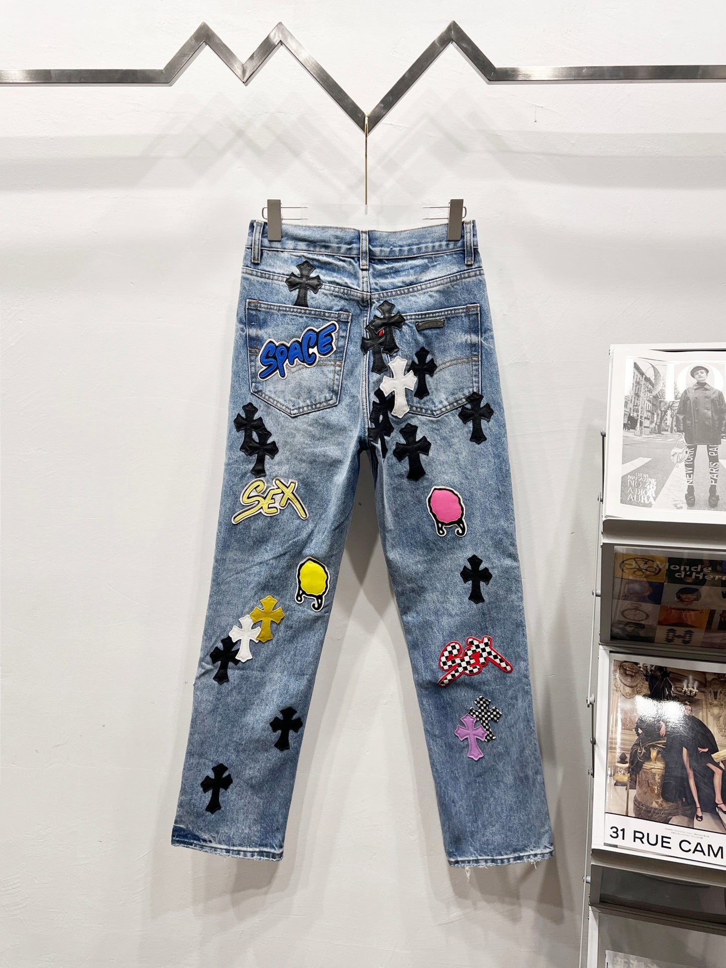 Chrome Hearts Matty Boy Sex Records Cross Patch Jeans