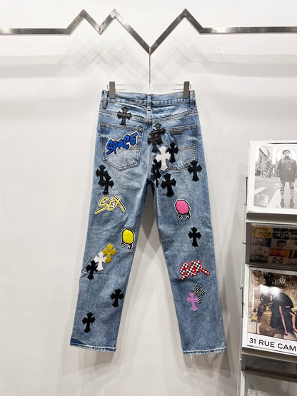Chrome Hearts Matty Boy Sex Records Cross Patch Jeans