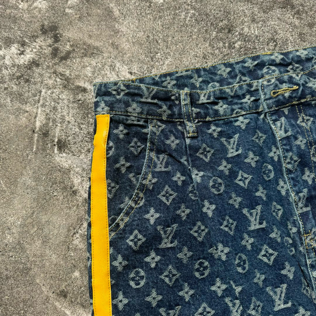 Louis Vuitton Pleated All-Over Print Jeans