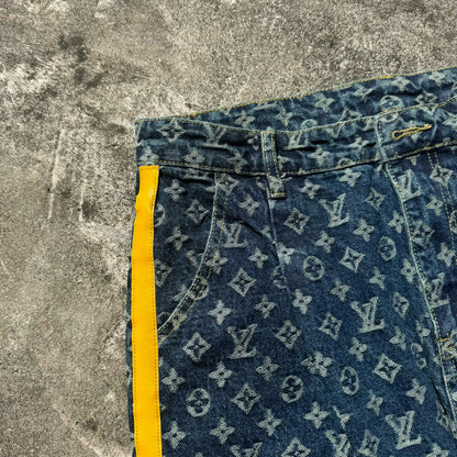 Louis Vuitton Pleated All-Over Print Jeans