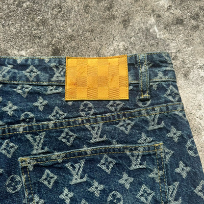 Louis Vuitton Pleated All-Over Print Jeans